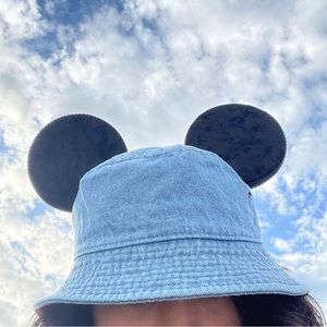 Mickey mouse ears denim bucket hat